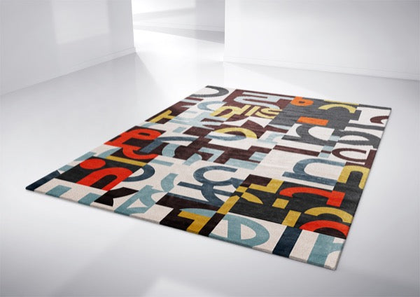 typographic modern area rug designer carpet