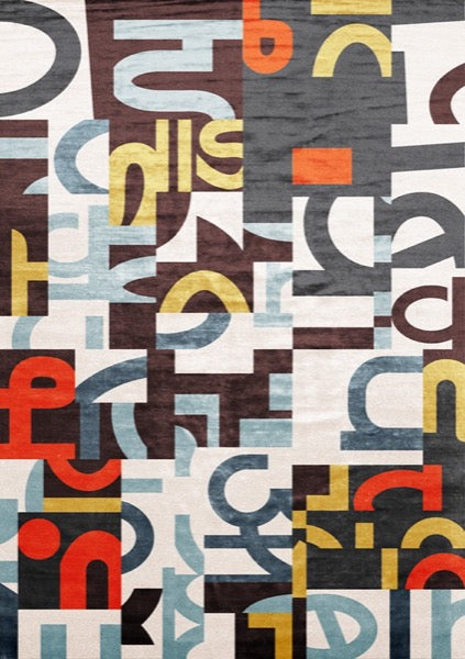 typographic modern area rug designer carpet